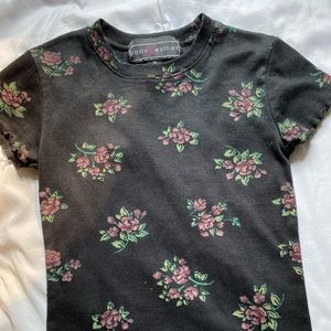 Black Shirt with Purple flowers